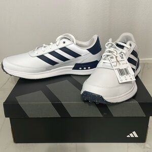 Adidas Men’s Golf Shoes - Size 11 1/2 S2G SL Leather 24 in White with Navy